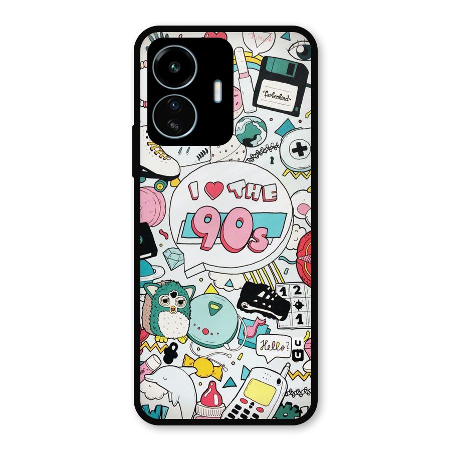 Heart 90s Metal Back Case for vivo iQOO Z6 Lite 5G