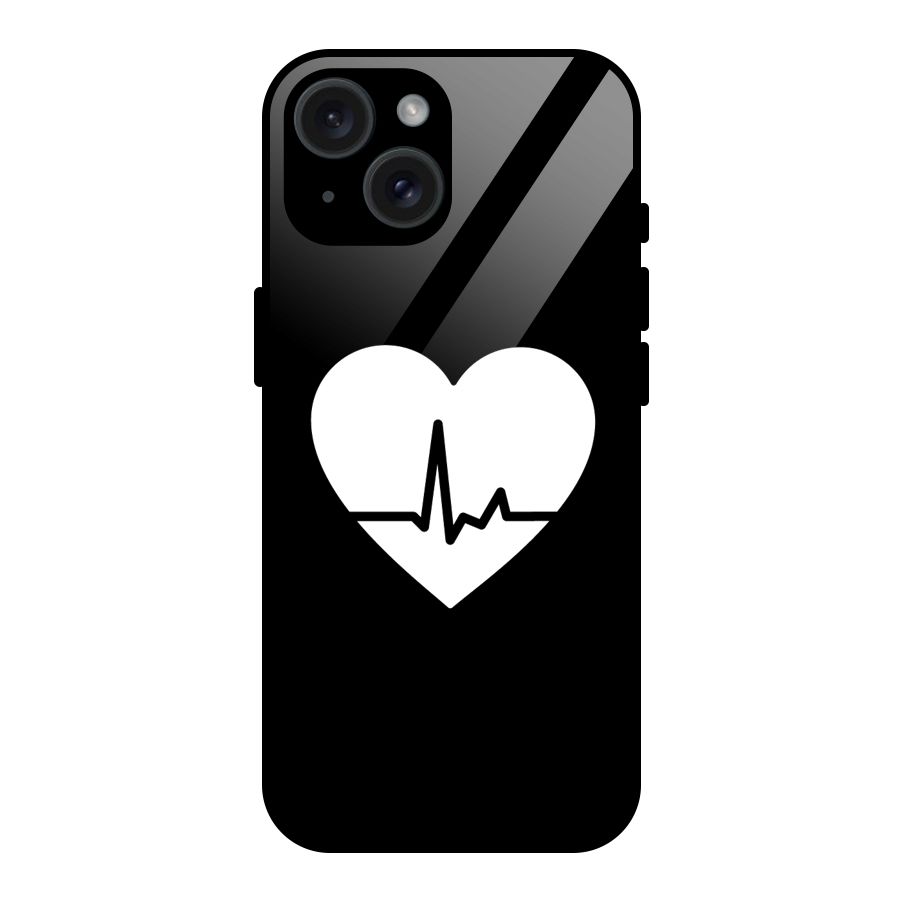 Heart Beat Glass Back Case for iPhone 15