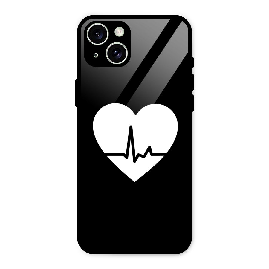 Heart Beat Glass Back Case for iPhone 15 Plus