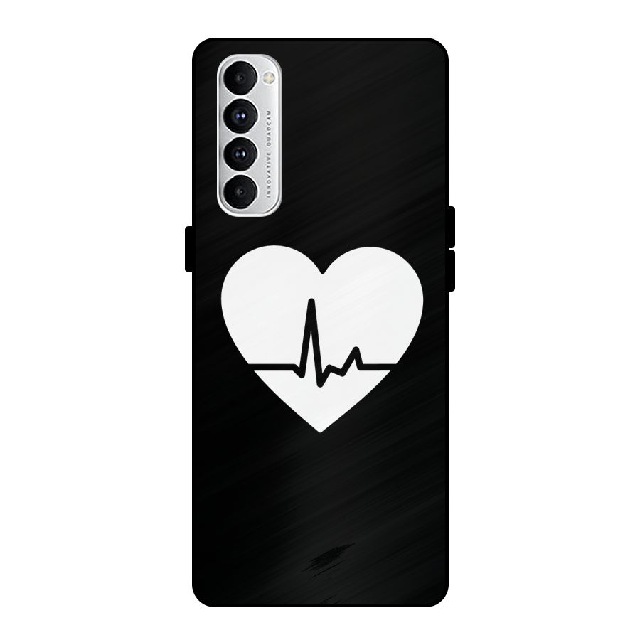 Heart Beat Metal Back Case for Oppo Reno4 Pro