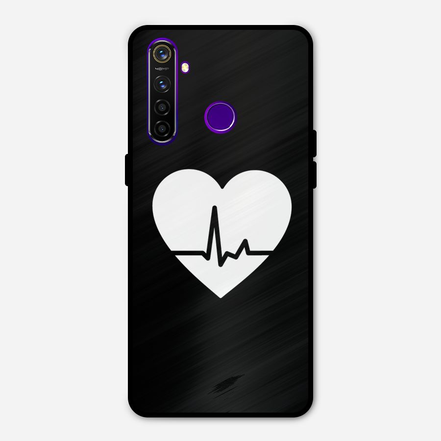 Heart Beat Metal Back Case for Realme 5 Pro