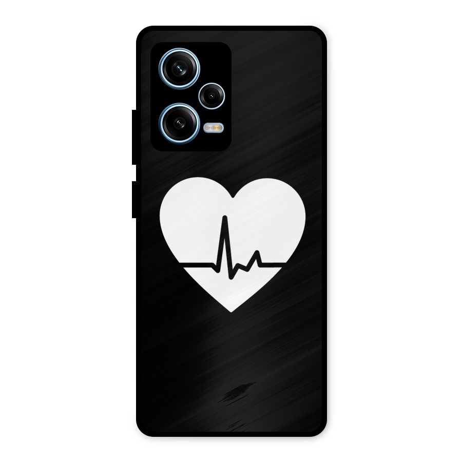 Heart Beat Metal Back Case for Redmi Note 12 Pro