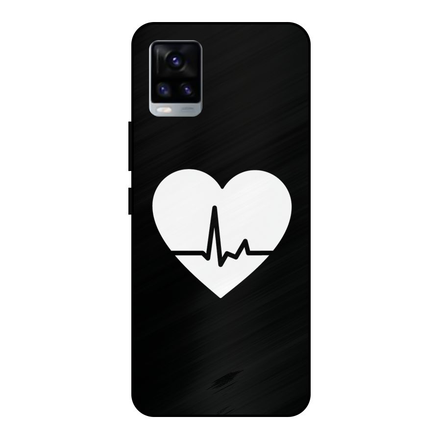 Heart Beat Metal Back Case for Vivo V20 2021