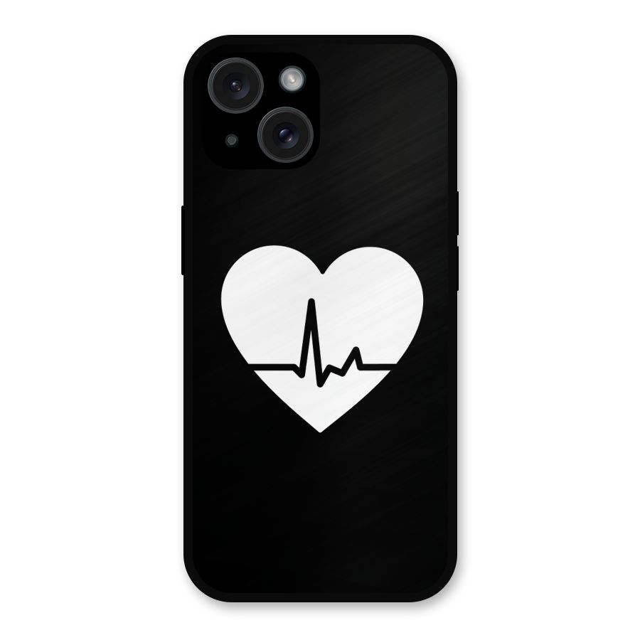 Heart Beat Metal Back Case for iPhone 15