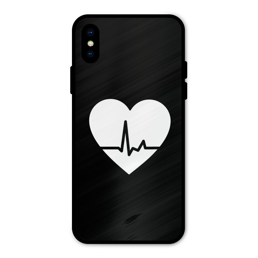 Heart Beat Metal Back Case for iPhone XS