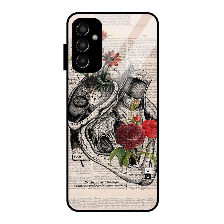 Heart Newspaper Glass Back Case for Galaxy F13