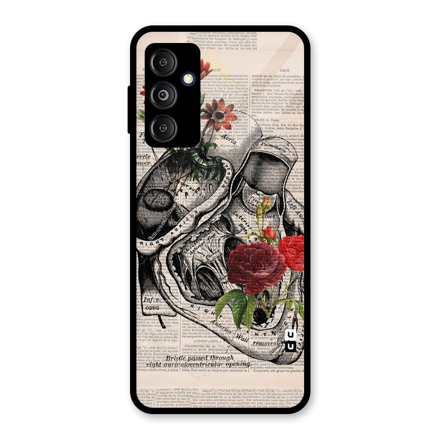 Heart Newspaper Glass Back Case for Galaxy M14 5G