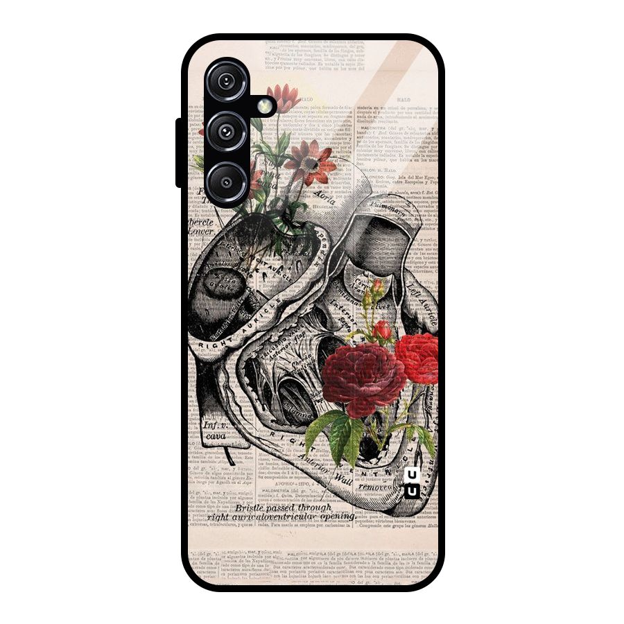 Heart Newspaper Glass Back Case for Galaxy M34 5G