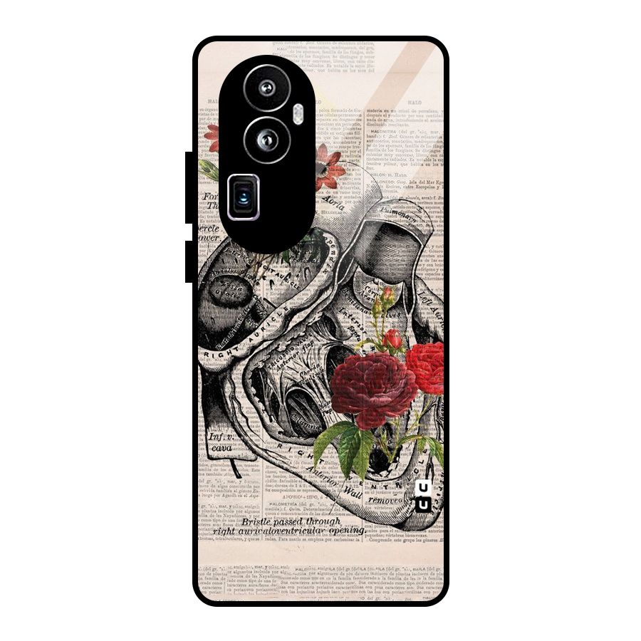 Heart Newspaper Glass Back Case for Oppo Reno10 Pro Plus