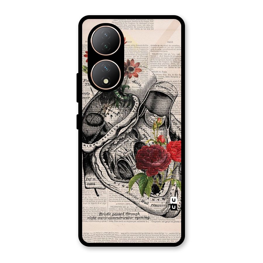 Heart Newspaper Glass Back Case for Vivo Y100A