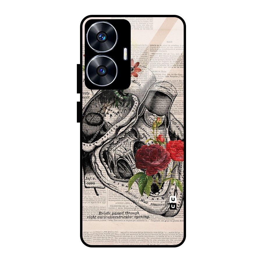 Heart Newspaper Glass Back Case for realme C55