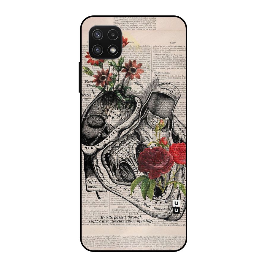 Heart Newspaper Metal Back Case for Galaxy A22 5G