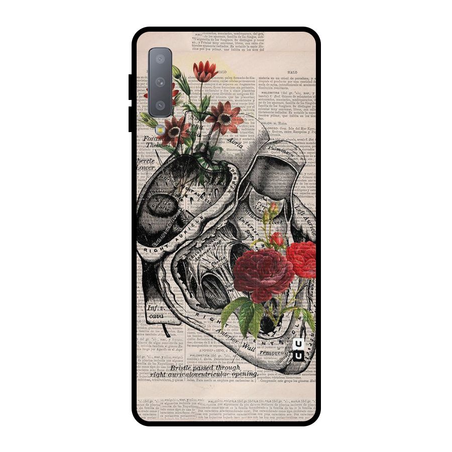 Heart Newspaper Metal Back Case for Galaxy A7 (2018)