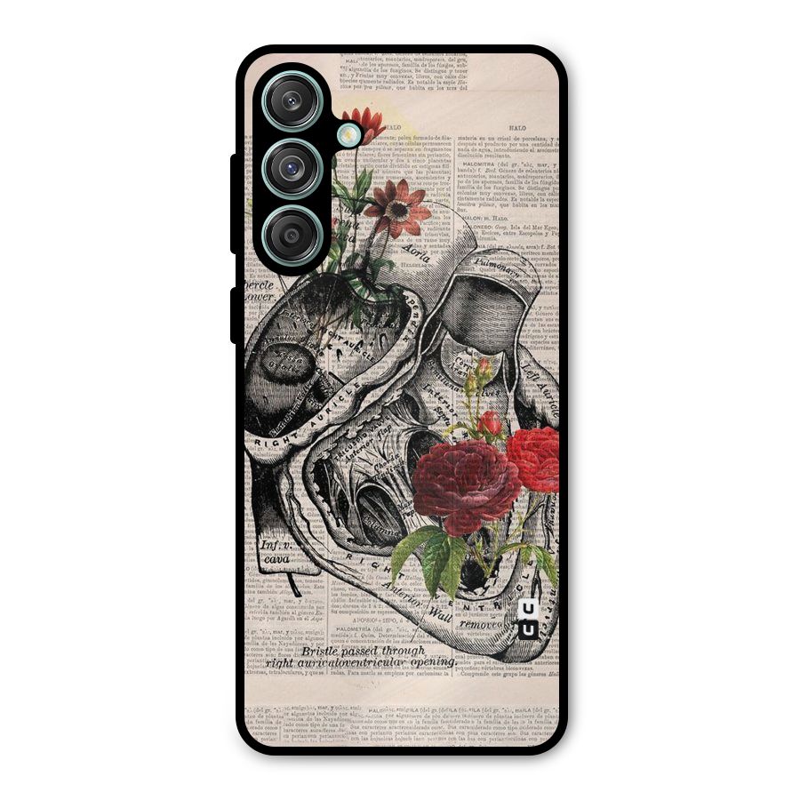Heart Newspaper Metal Back Case for Galaxy M55 5G