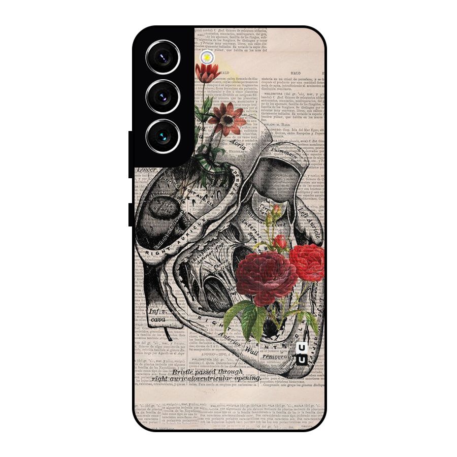 Heart Newspaper Metal Back Case for Galaxy S22 5G
