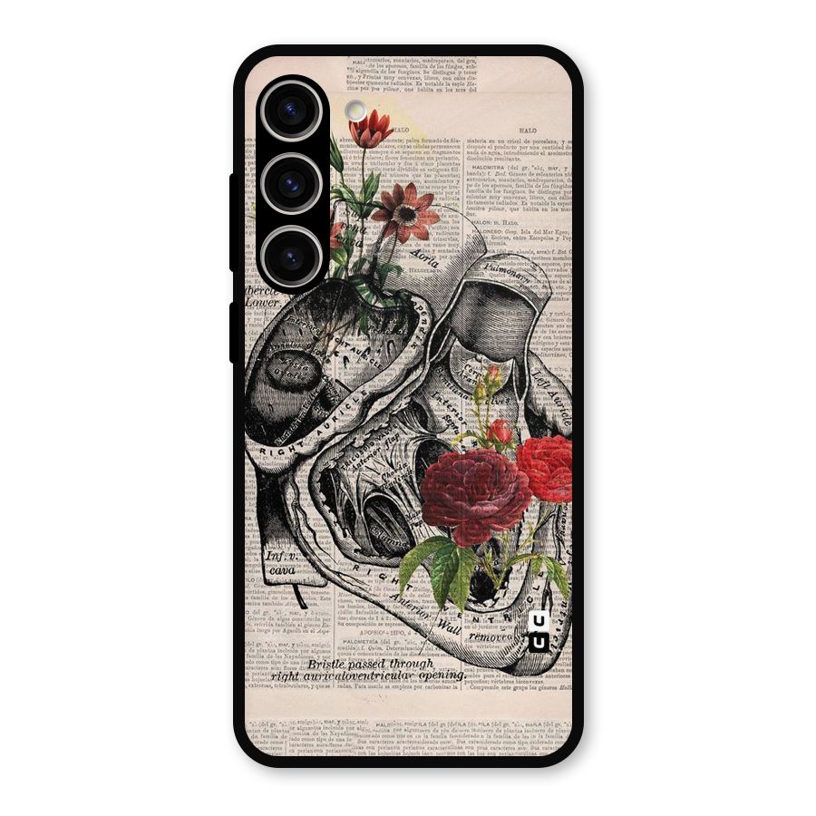 Heart Newspaper Metal Back Case for Galaxy S23 Plus