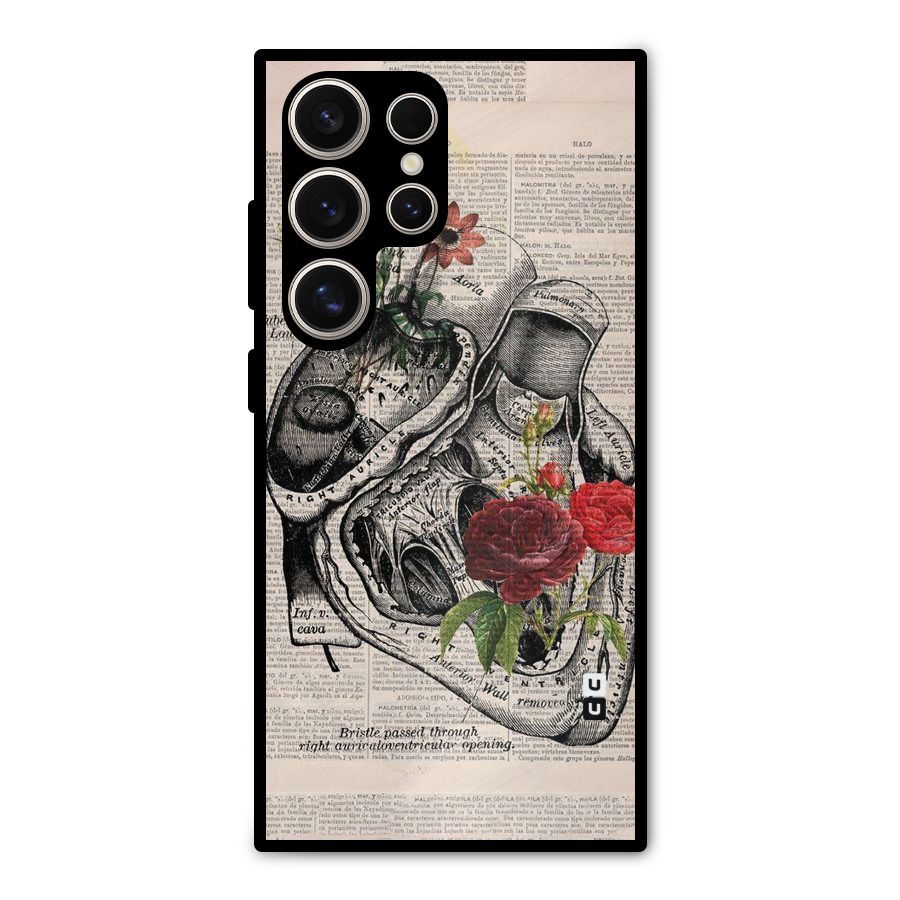 Heart Newspaper Metal Back Case for Galaxy S24 Ultra