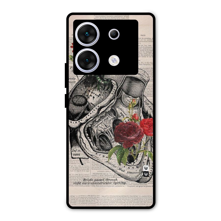 Heart Newspaper Metal Back Case for Infinix Zero 30 5G