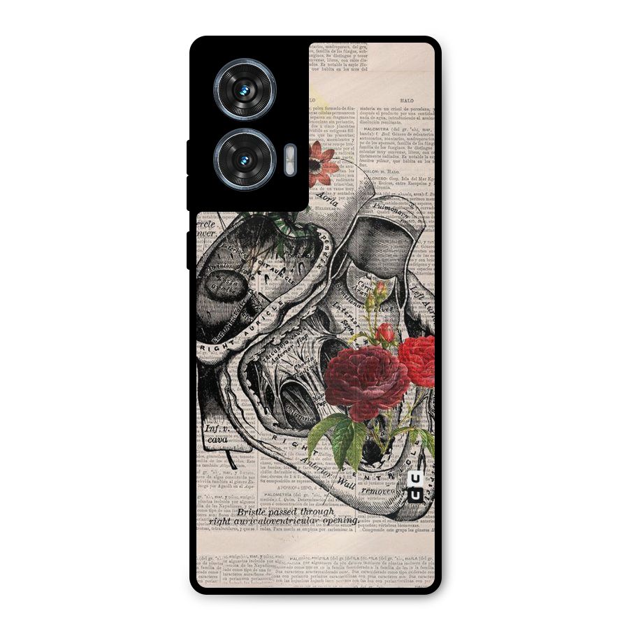 Heart Newspaper Metal Back Case for Motorola Edge 50 Fusion