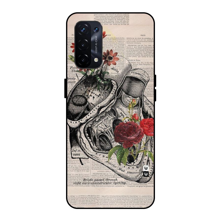 Heart Newspaper Metal Back Case for Oppo A74 5G