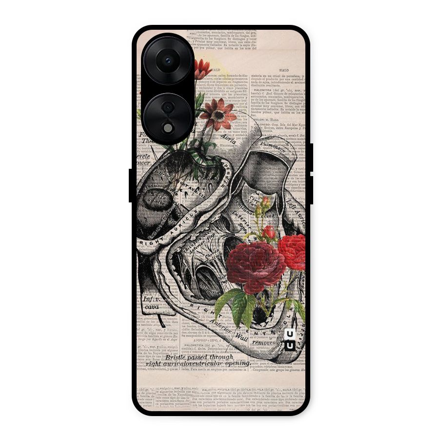 Heart Newspaper Metal Back Case for Oppo A78 5G