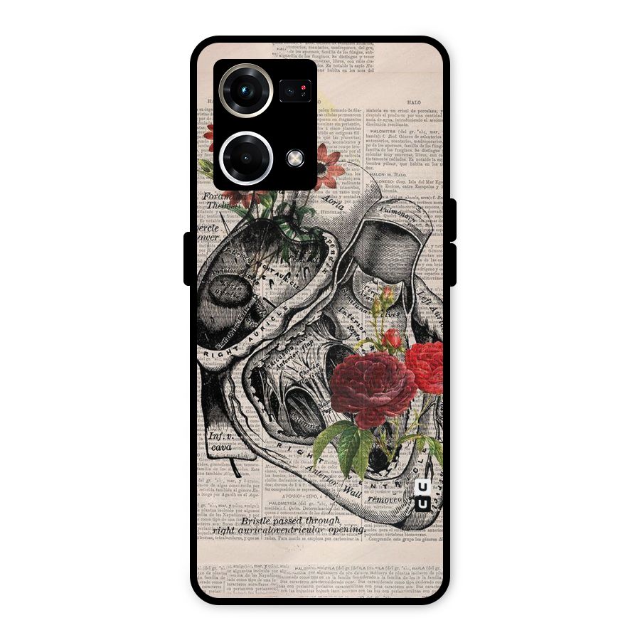 Heart Newspaper Metal Back Case for Oppo F21 Pro 4G