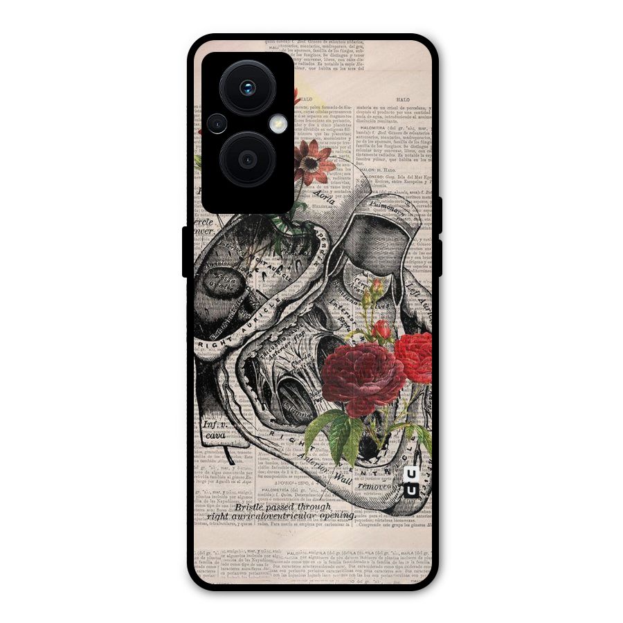 Heart Newspaper Metal Back Case for Oppo F21 Pro 5G