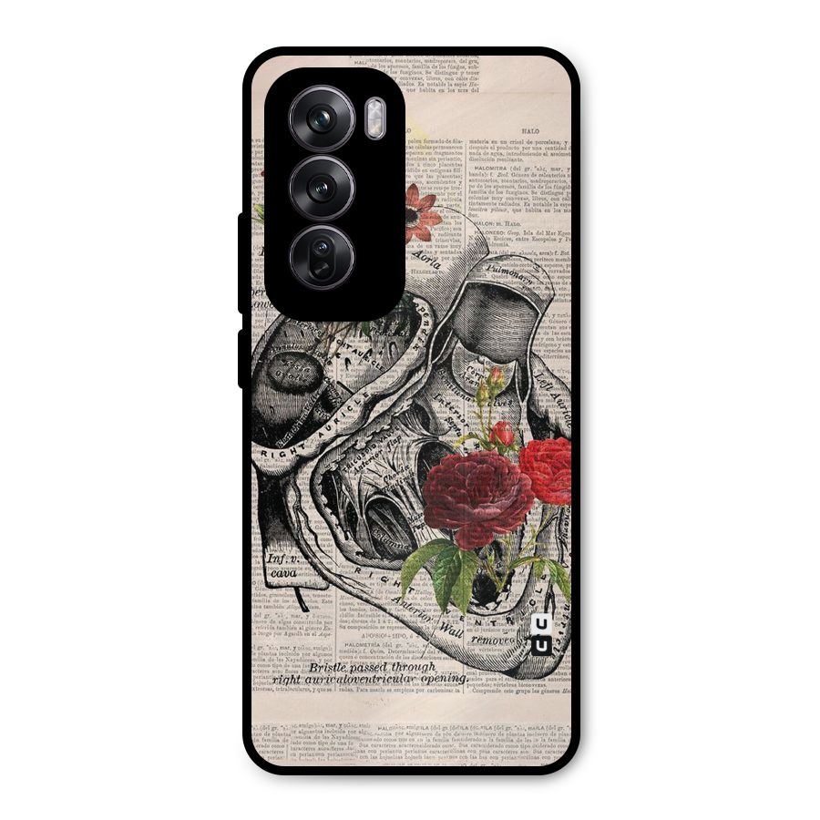 Heart Newspaper Metal Back Case for Oppo Reno12 Pro