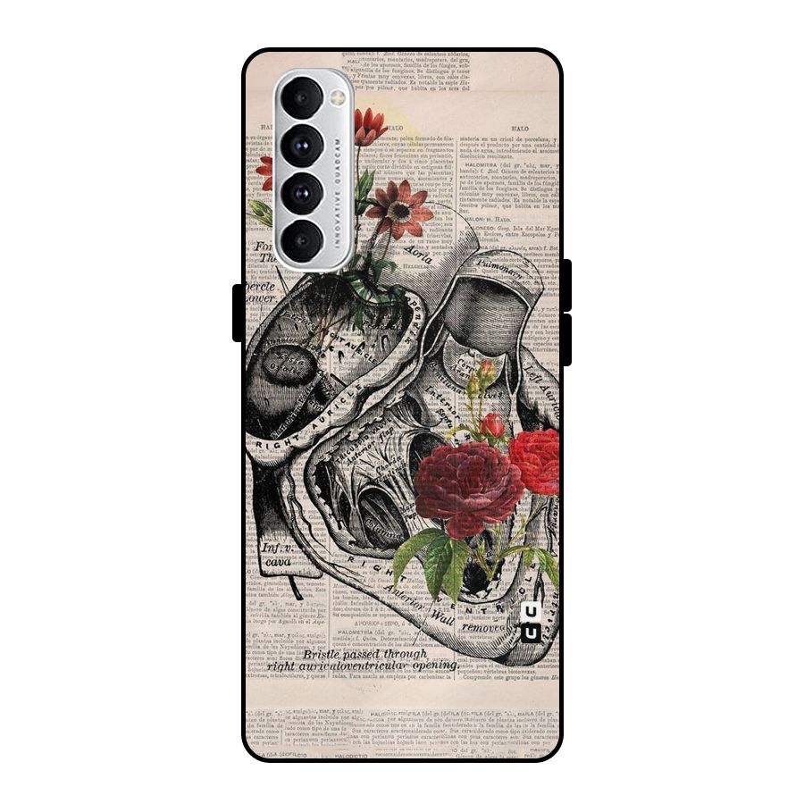 Heart Newspaper Metal Back Case for Oppo Reno4 Pro