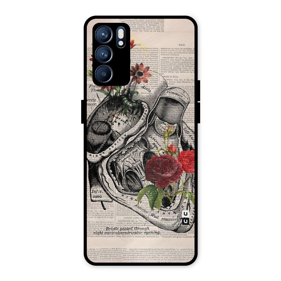 Heart Newspaper Metal Back Case for Oppo Reno6 5G