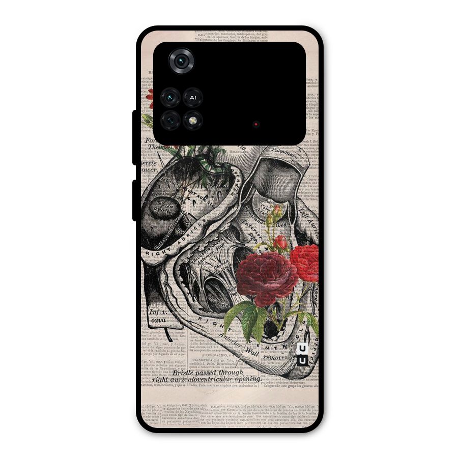 Heart Newspaper Metal Back Case for Poco M4 Pro 4G