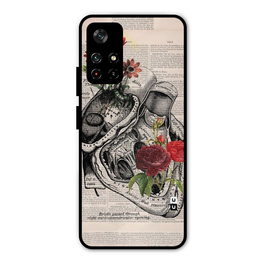 Heart Newspaper Metal Back Case for Poco M4 Pro 5G