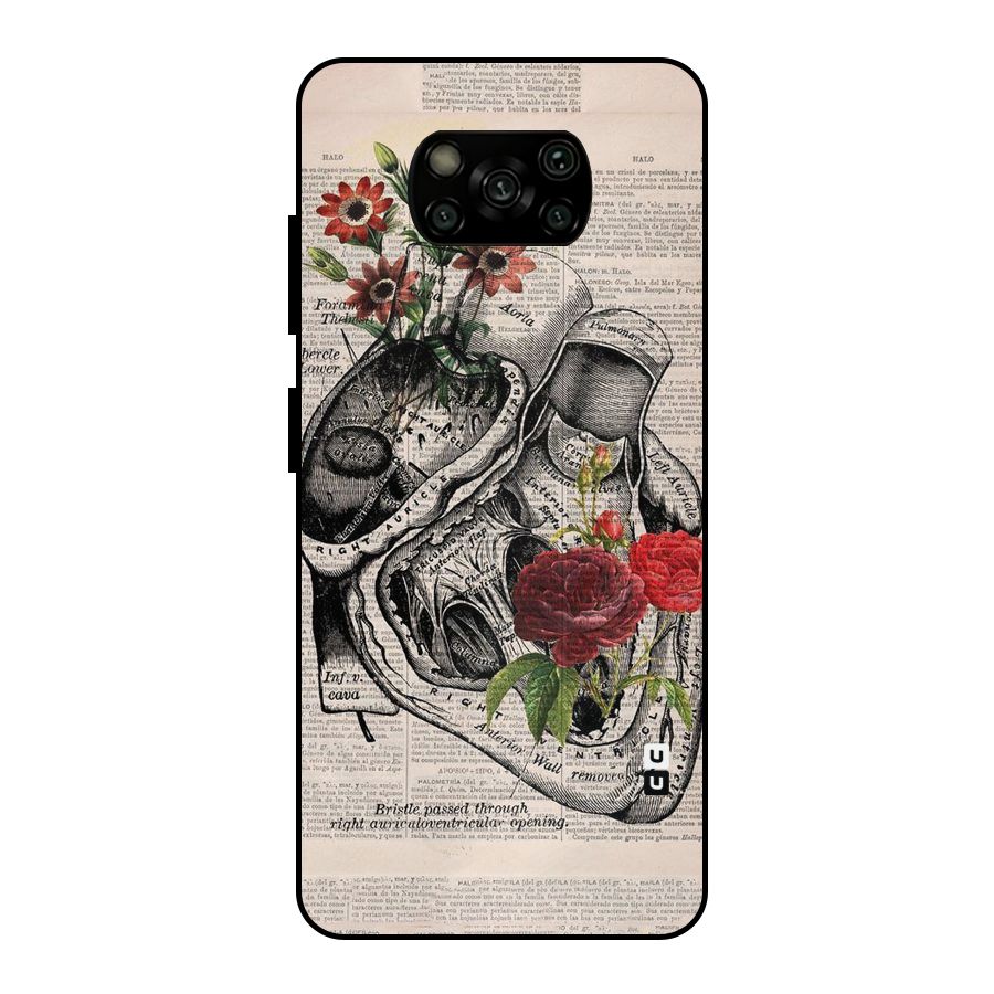 Heart Newspaper Metal Back Case for Poco X3