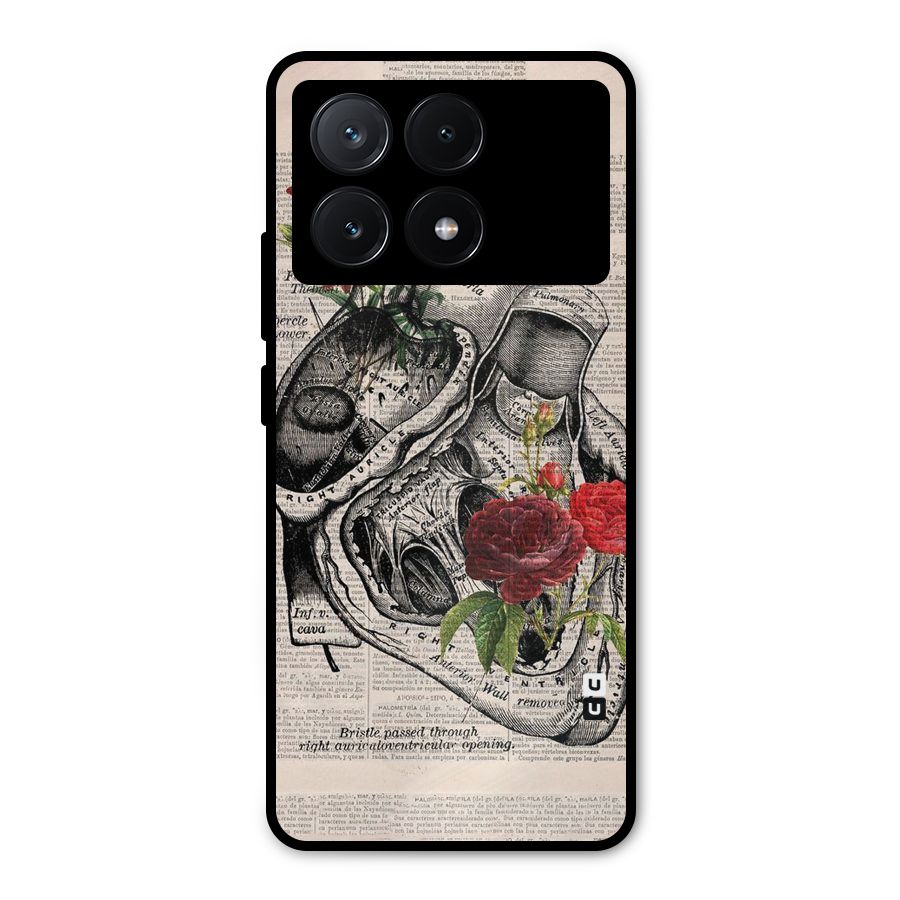 Heart Newspaper Metal Back Case for Poco X6 Pro