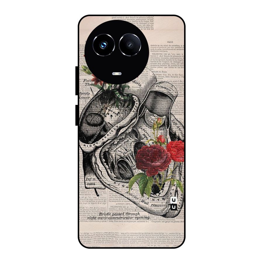 Heart Newspaper Metal Back Case for Realme 11X