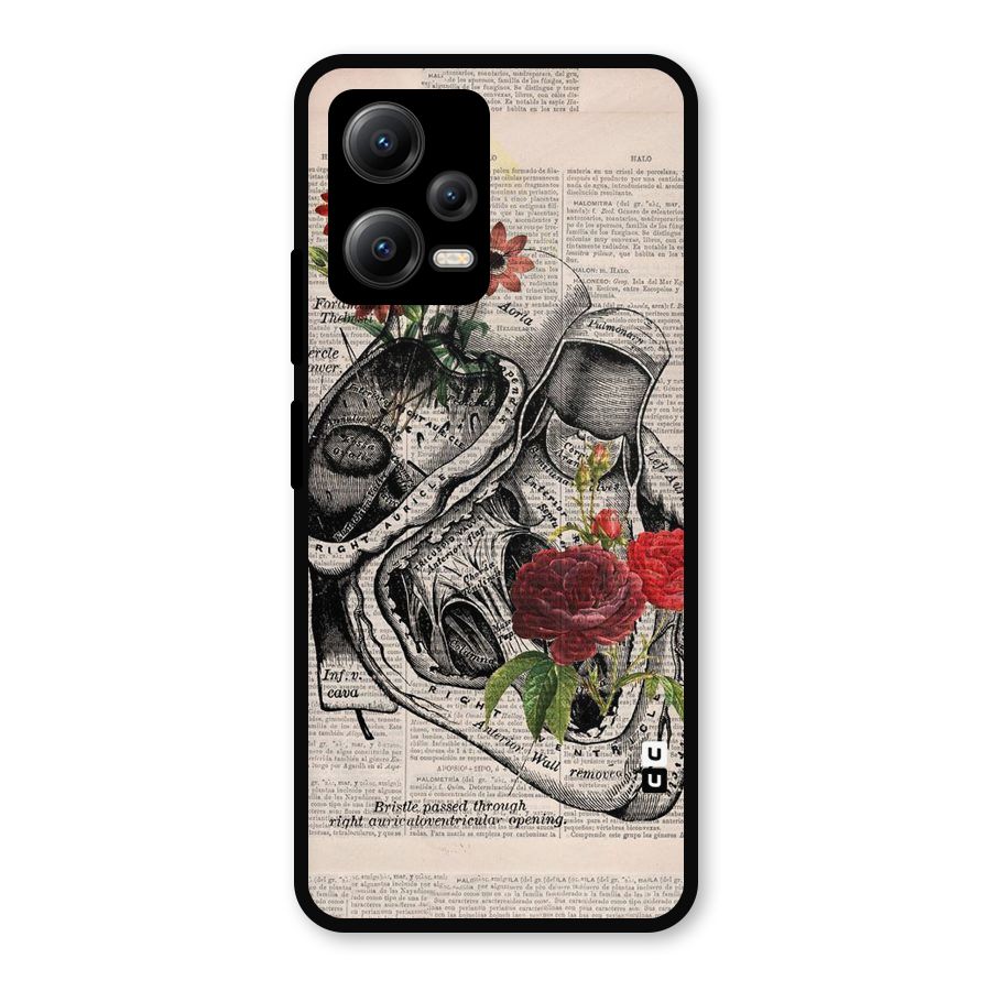 Heart Newspaper Metal Back Case for Redmi Note 12 5G