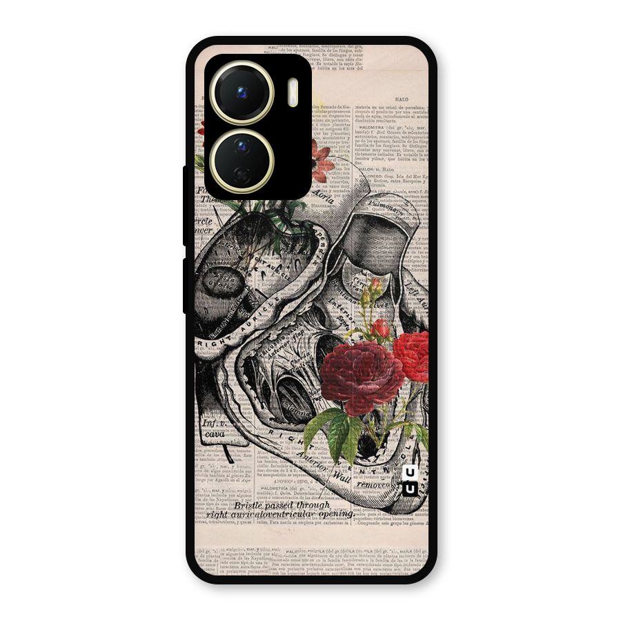 Heart Newspaper Metal Back Case for Vivo T2x