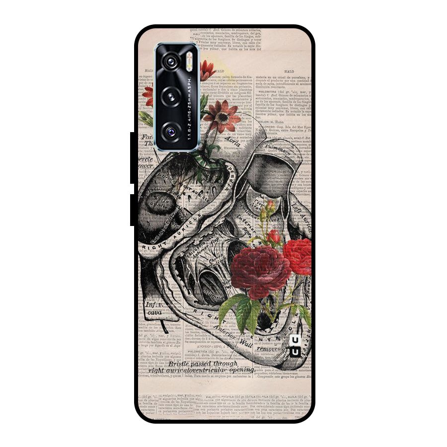 Heart Newspaper Metal Back Case for Vivo V20 SE
