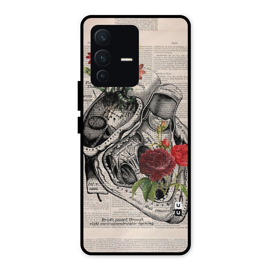 Heart Newspaper Metal Back Case for Vivo V23 5G
