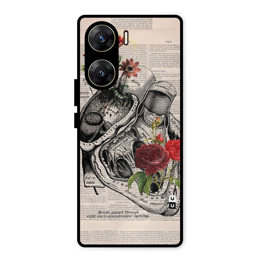 Heart Newspaper Metal Back Case for Vivo V29e