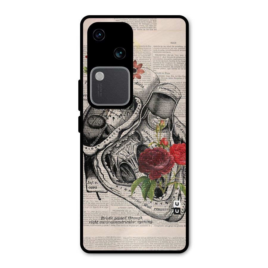 Heart Newspaper Metal Back Case for Vivo V30 Pro