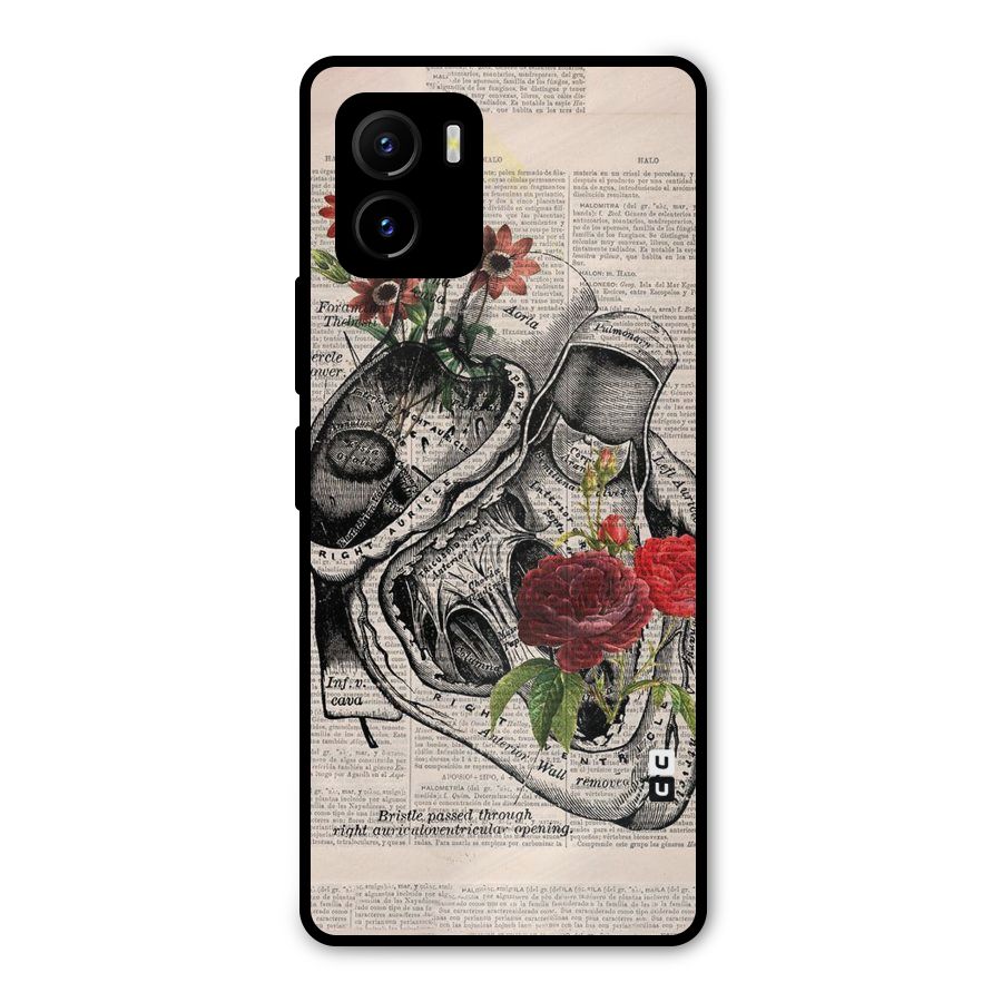 Heart Newspaper Metal Back Case for Vivo Y15s