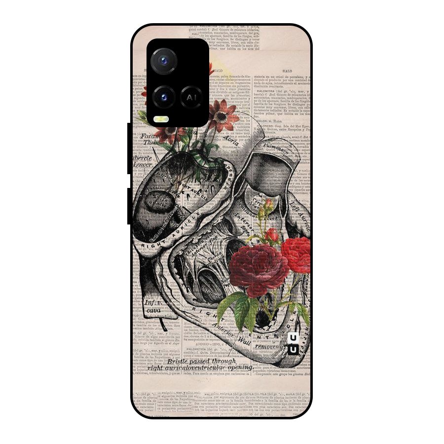 Heart Newspaper Metal Back Case for Vivo Y21