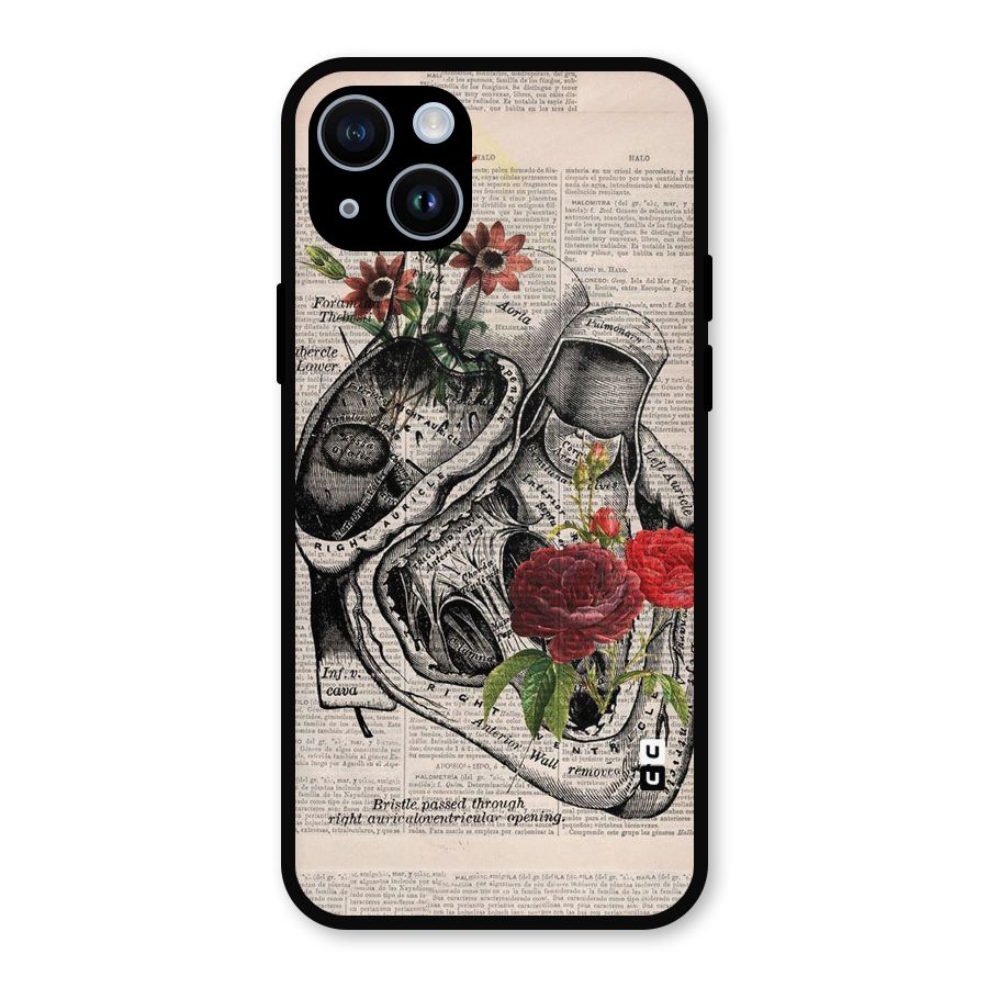 Heart Newspaper Metal Back Case for iPhone 14
