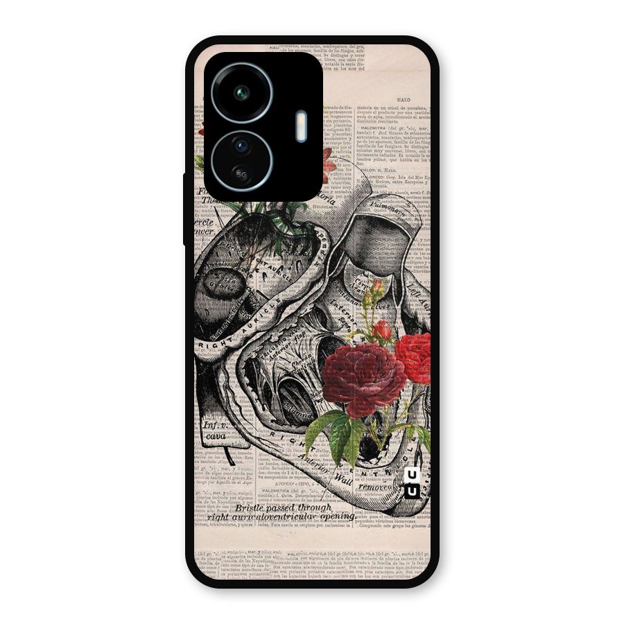 Heart Newspaper Metal Back Case for vivo iQOO Z6 Lite 5G