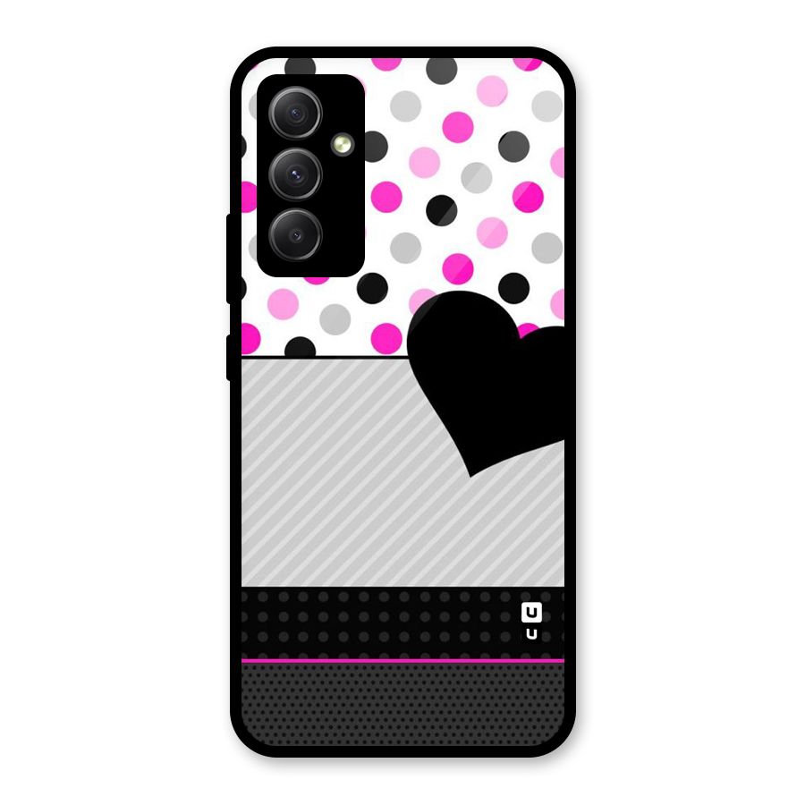 Heart Polka Stripes Glass Back Case for Galaxy A34