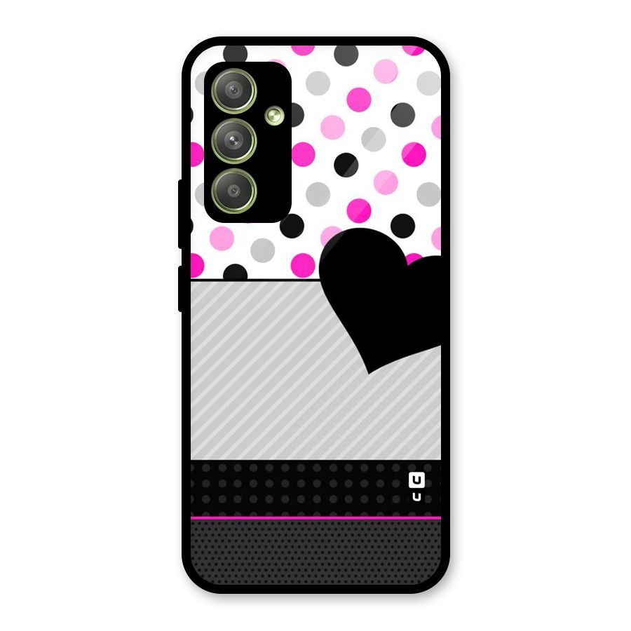 Heart Polka Stripes Glass Back Case for Galaxy A54