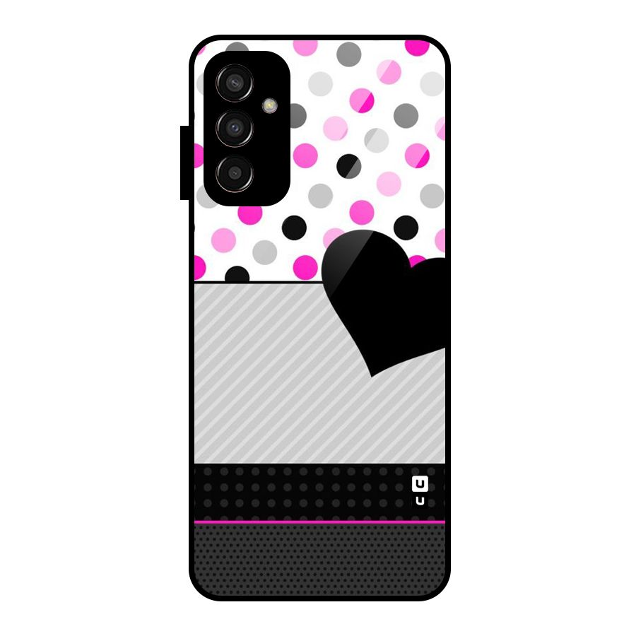Heart Polka Stripes Glass Back Case for Galaxy F13