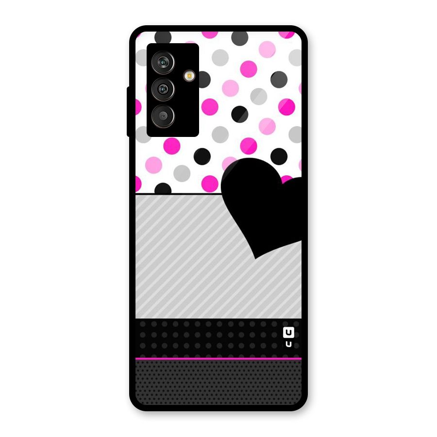 Heart Polka Stripes Glass Back Case for Galaxy M13