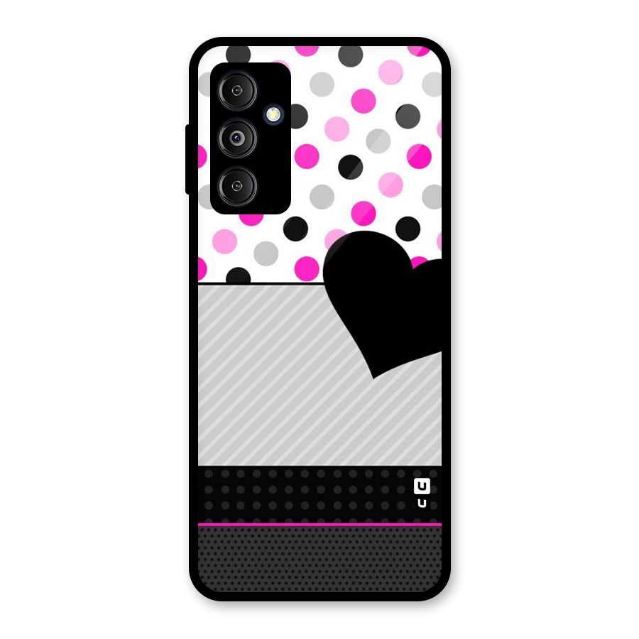 Heart Polka Stripes Glass Back Case for Galaxy M14 5G